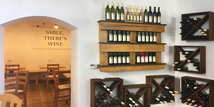 Posezení ve vinárně: 0,5 l vína z rodinného vinařství a občerstvení dle výběru