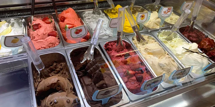 Domácí italské gelato: střední nebo velká porce či celá vanička, možnost kombinace příchutí