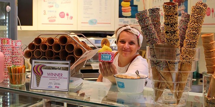 Milkshake podle výběru v Puro Gelato pro 1 i 2 osoby: čokoláda, borůvka, jahoda či slaný karamel
