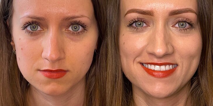 Permanentní make-up obočí pudrovou metodou, korekce po 1–2 měsících a balíček pro správnou péči
