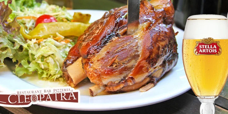 1,5 kg pečeného kolena + 2 piva Stella Artois