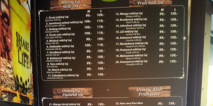 Osvěžující nápoj pro jednoho: bubble tea, džusy i ledová káva, objem 0,3 nebo 0,5 l