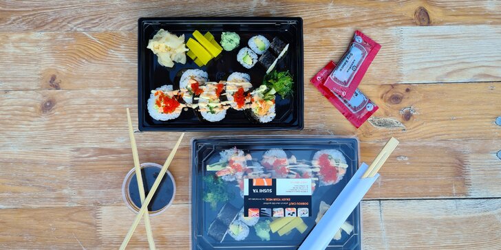 Ve dvou na skvělé sushi: 18 kousků s krevetami i avokádem k odnosu s sebou