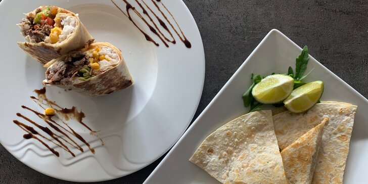 Mexické dobroty: burrito, quesadilla či tacos pro 1 i 2 osoby, možnost odnosu
