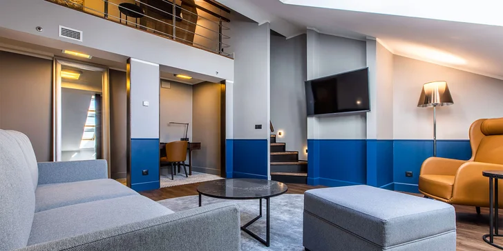 Moderní hotel v secesní budově blízko Václavského náměstí: snídaně i poukaz do baru