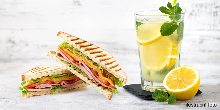 Zapečený toast se šunkou či kozím sýrem a domácí limonáda dle výběru