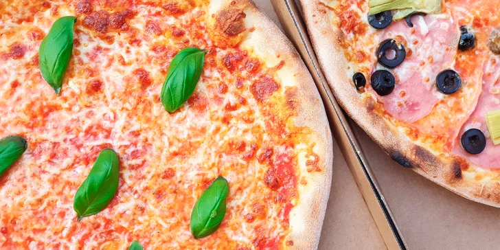 1 nebo 2 pizzy: průměr 32 cm, klasické druhy i s tvarůžky, tuňákem či pivní