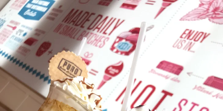 Puro Gelato v Karlíně: čokoládový, borůvkový, jahodový nebo karamelový milkshake pro 1 či 2 osoby