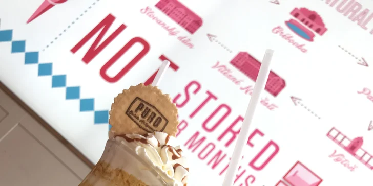 Puro Gelato v Karlíně: čokoládový, borůvkový, jahodový nebo karamelový milkshake pro 1 či 2 osoby