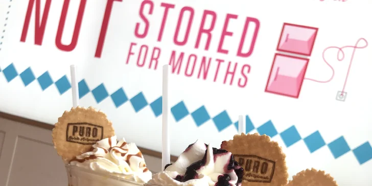 Puro Gelato v Karlíně: čokoládový, borůvkový, jahodový nebo karamelový milkshake pro 1 či 2 osoby
