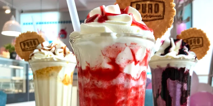 Puro Gelato v Karlíně: čokoládový, borůvkový, jahodový nebo karamelový milkshake pro 1 či 2 osoby
