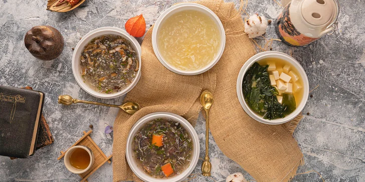 Degustační menu v Bonsai restaurant pro 1 i 2 osoby: polévka, předkrm i hlavní chod z bohatého výběru