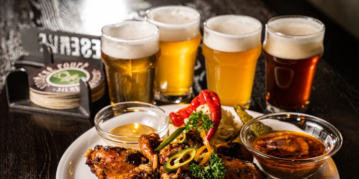 Na Stojáka v Brně: degustace 4 druhů piva a k tomu až 1,6 kg pikantních kuřecích paliček