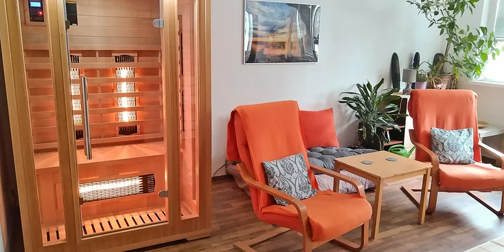 Relaxační balíček pro pány: infrasauna, masáž zad a dolních končetin, nealko pivo