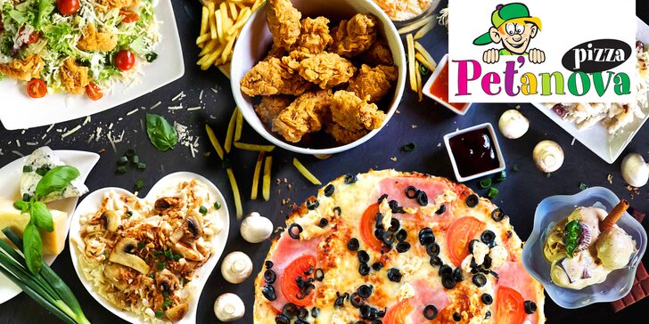Peťanova pizza: otevřené vouchery na celé menu včetně nápojů, 250 a 1000 Kč