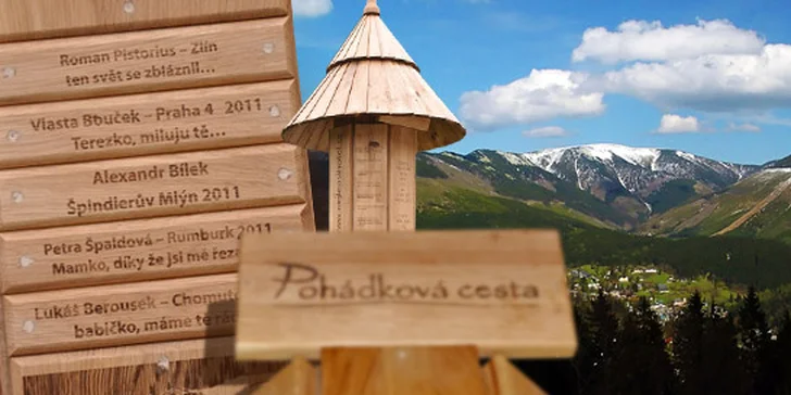 299 Kč za vlastní zprávu na světově unikátní Cestě vzkazů v Krkonoších. Vaše myšlenky a vyznání přetrvají desítky let a osloví miliony lidí.