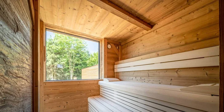 3 hodiny v luxusním wellness apartmánu pro 2–4 osoby: sauna, vířivka, jezírko a naprosté soukromí