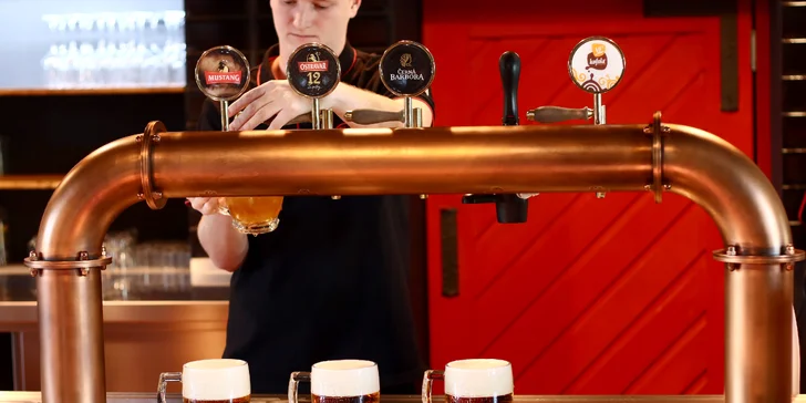 1 či 2 pomalu pečená kolena, chléb, hořčice a křen i tankové pivo Mustang nebo černá Barbora