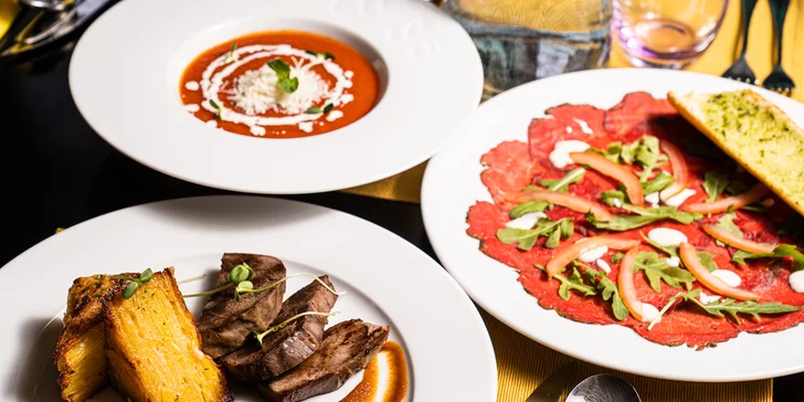 Italská hostina v restauraci Tefiti: čtyřchodové menu s jelením steakem pro 2 osoby