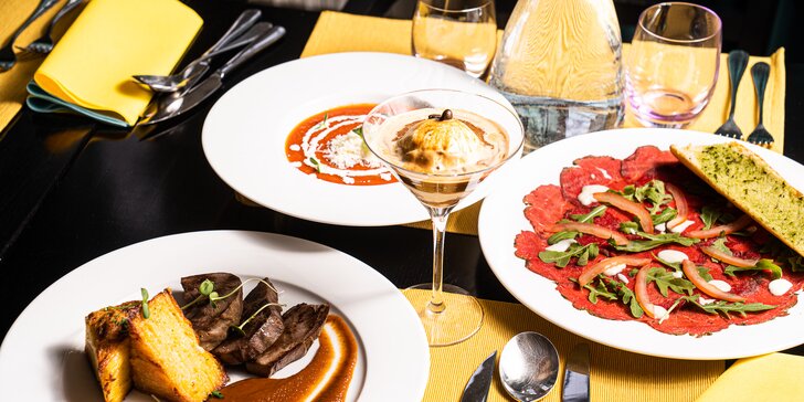 Italská hostina v restauraci Tefiti: čtyřchodové menu s jelením steakem pro 2 osoby