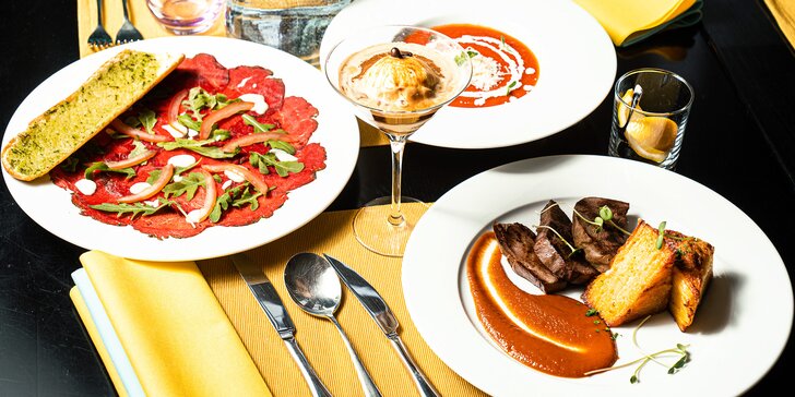 Italská hostina v restauraci Tefiti: čtyřchodové menu s jelením steakem pro 2 osoby