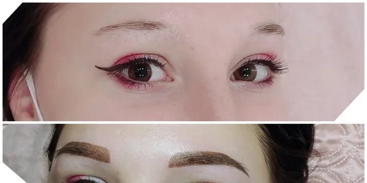 Permanentní make-up obočí vláskováním či pudrovým efektem nebo stínování rtů