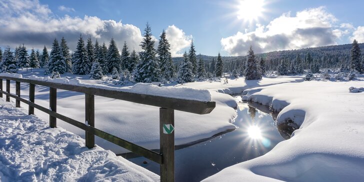 Zimní krása Jizerských hor: 3–12denní pobyt s polopenzí a saunou