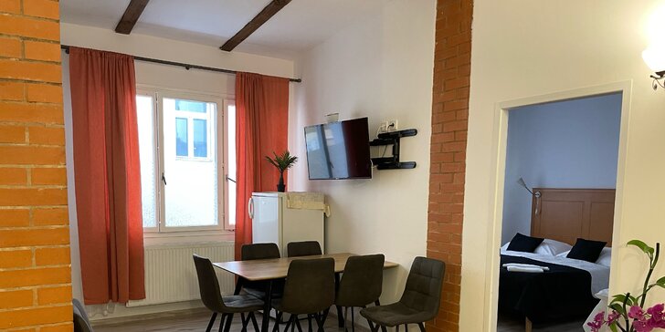 Až 8 dní v moderním apartmánu v Karlíně: vybavená kuchyňka a prostory až pro 7 osob