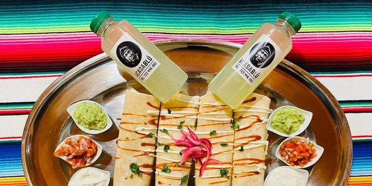 Mexické burrito i s koktejlem Margarita na odnos s sebou pro 4 osoby