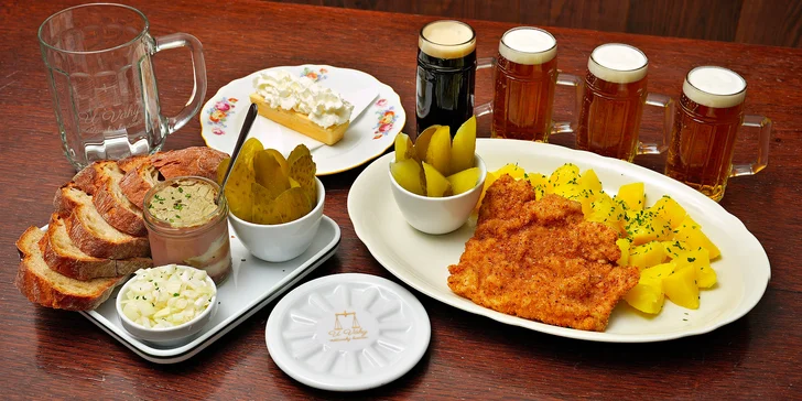 Staročeské menu, ochutnávka piv i půllitr a podtácek pro 1 nebo 2 osoby
