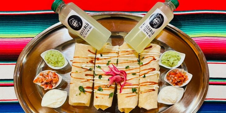 Mexické burrito i s koktejlem Margarita na odnos s sebou pro 4 osoby