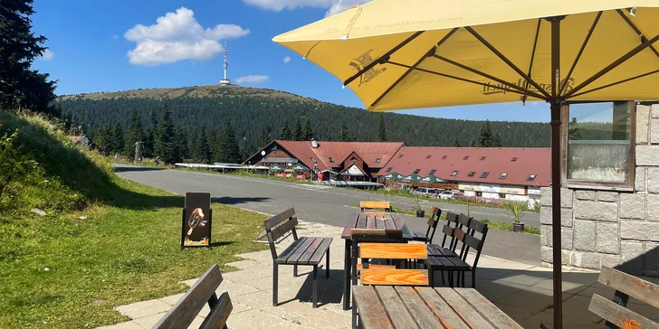Přímo v hotelu je i restaurace alpského stylu a samoobslužný bufet. 