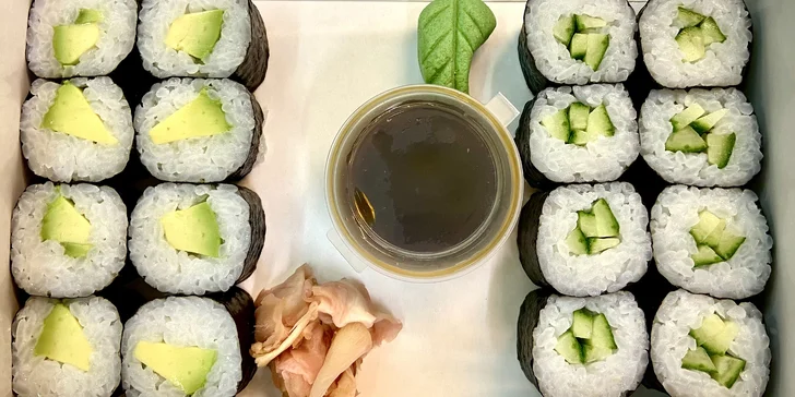 Sushi sety na odnos s sebou: 16, 18 a 34 kusů s avokádem, krevetami i lososem