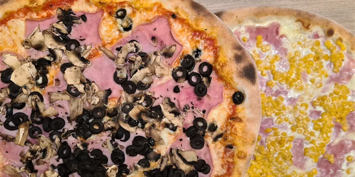 Jedna či dvě pizzy a třeba i nápoje dle výběru: šunková, slaninová i vegetariánská či tvarůžková