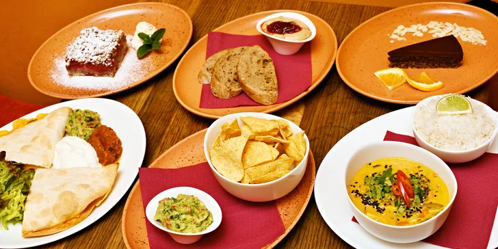 3chodové vegetariánské menu pro 2: předkrm, hlavní chod i dezert podle výběru