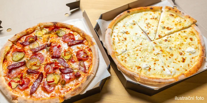 Pochutnejte si na křupavé dobrotě: dvě pizzy o průměru 32 cm podle výběru