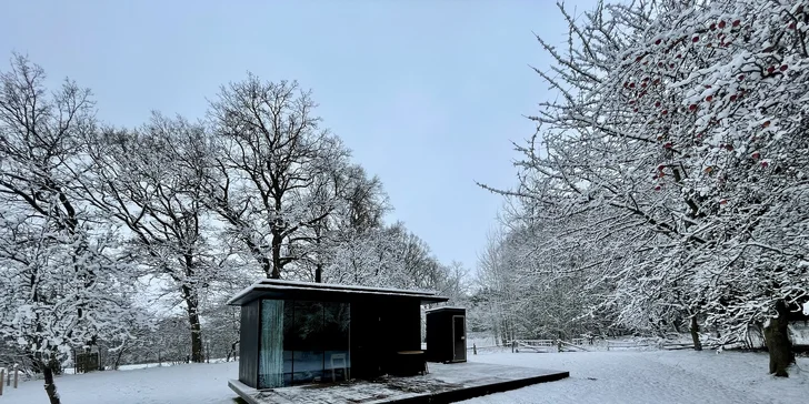 Minimalistický tiny house uprostřed přírody: soukromá sauna i grilovací stůl