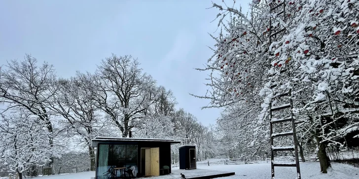 Minimalistický tiny house uprostřed přírody: soukromá sauna i grilovací stůl