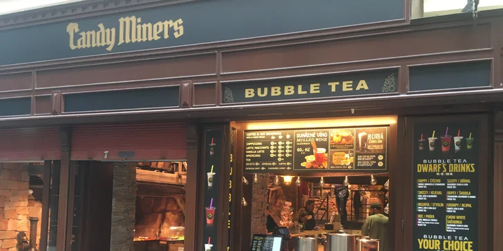 Bubble tea z Candy Miners pro 1 či 2 osoby: černý či zelený čaj s kuličkami podle výběru