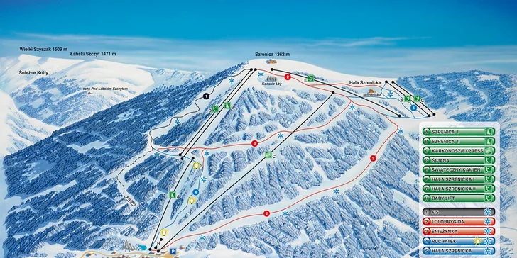 Jednodenní lyžování v Polských Krkonoších: doprava busem do oblíbeného střediska Ski Arena Szrenica