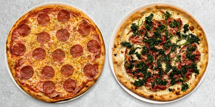 Rozvoz nebo odnos s sebou: pizza Ø 45 cm, výběr z 51 druhů