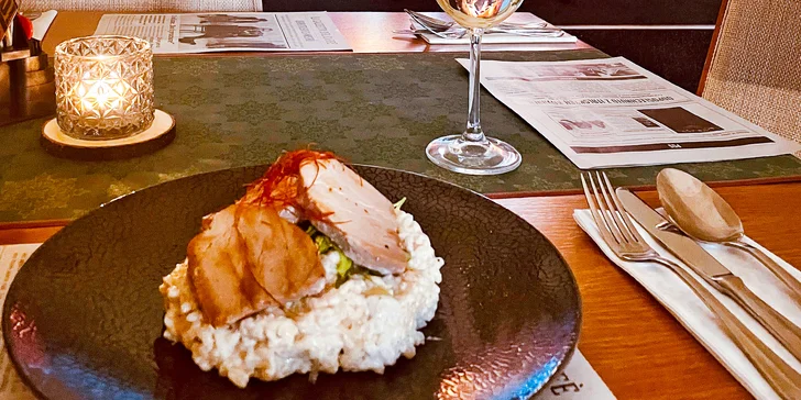 Italské degustační menu o 3 chodech pro dva: carpaccio, risotto, grilovaná svíčková i čokoládový dort