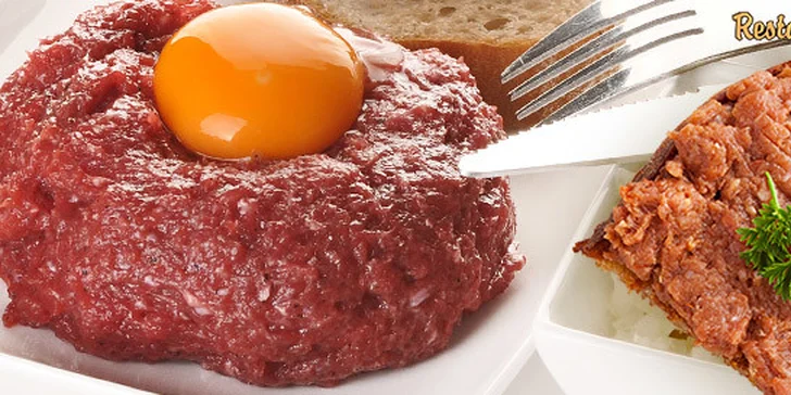 Špičkový tatarák z hovězí roštěné plus topinky 