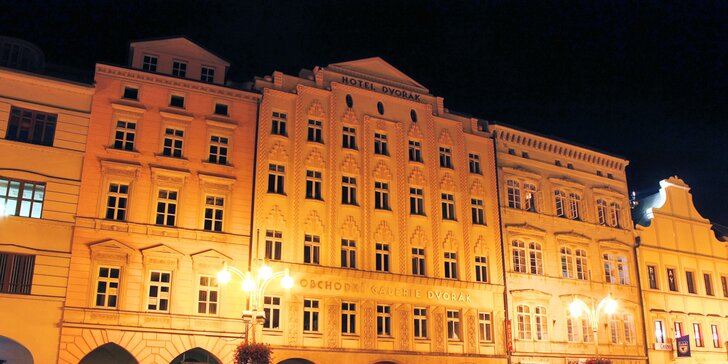 Hotel na náměstí Českých Budějovic se snídaní i možností prohlídky pivovaru