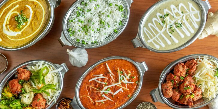 Vychutnejte si indické menu pro 2 osoby: vegetariánské, kuřecí, vepřové nebo krevetové