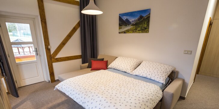 Pobyt přímo pod Vysokými Tatrami: nový moderní apartmán s plně vybavenou kuchyní