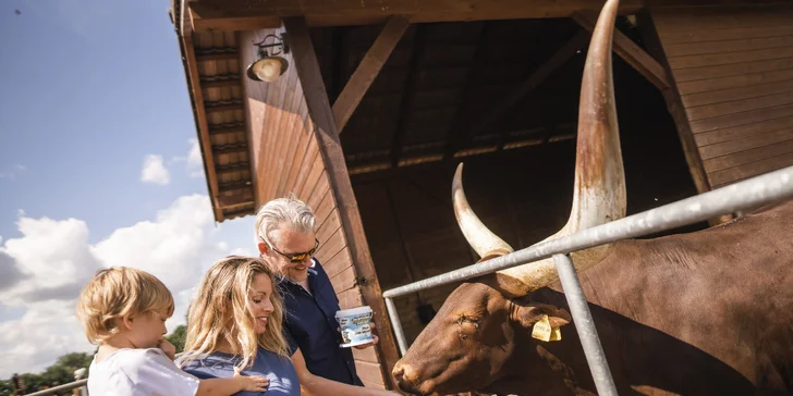 Celodenní vstup do Farmaparku včetně všech atrakcí a kyblík krmení nebo plyšák