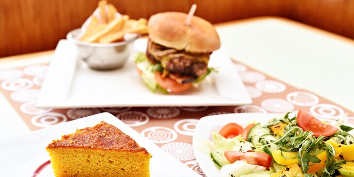 Lákavé menu s burgerem podle výběru pro 1 nebo 2 hladovce