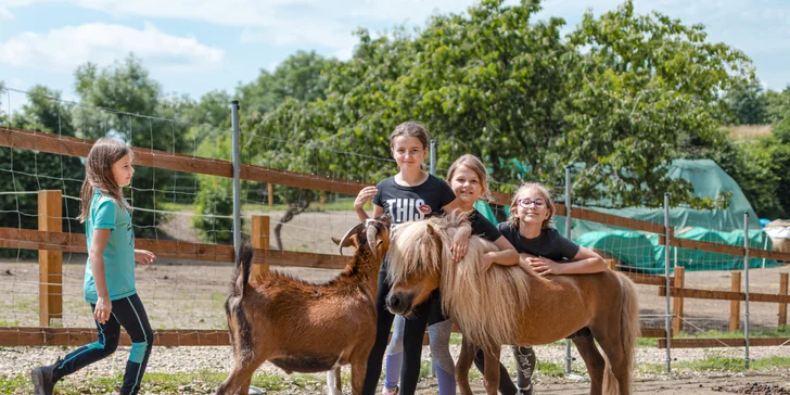 Pobyt se snídaní mezi zvířátky v rančerském karavanu, maringotce nebo chatce s možností vyjížďky na koních