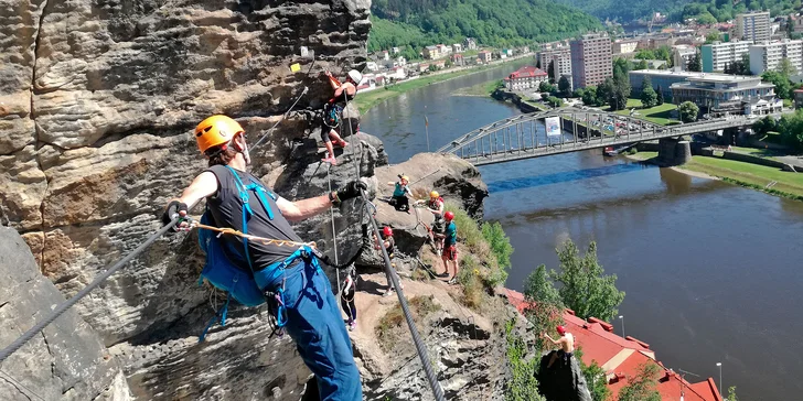 Via Ferrata: zajištěné cesty na Pastýřské stěně v Děčíně pro 1–3 osoby